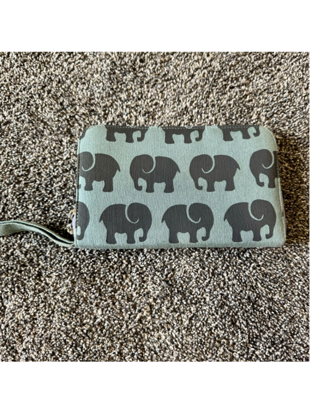 Women's Malia Designs Elephant Print Wristlet Wallet Sage Green/Gray
